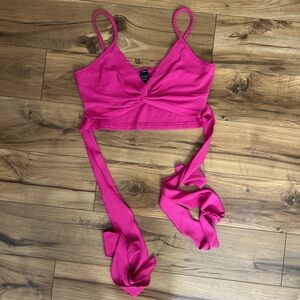 Pink Tank Top. Wraps & Ties in back